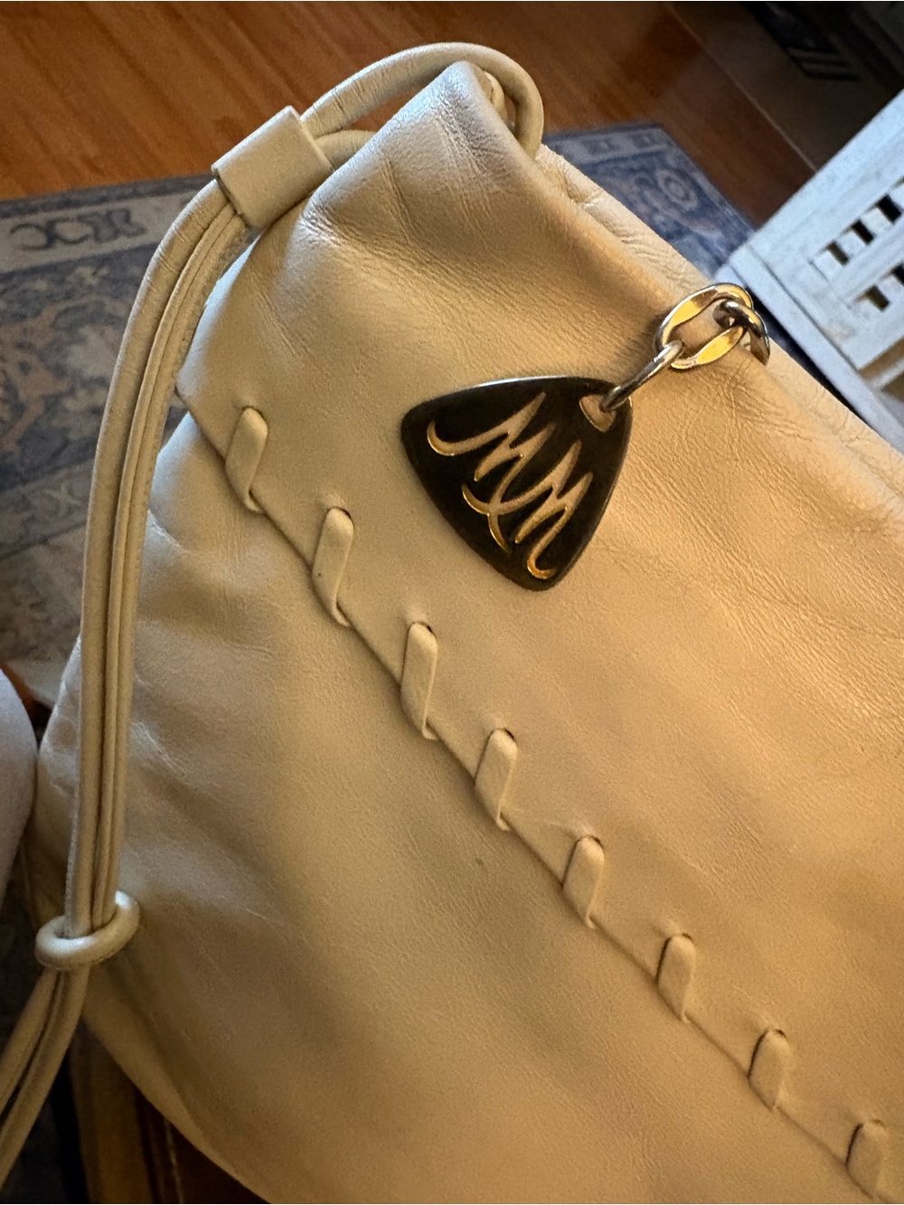 Women's Morris Moskowitz Vintage Leather Shoulder Bag with Decorative Charm